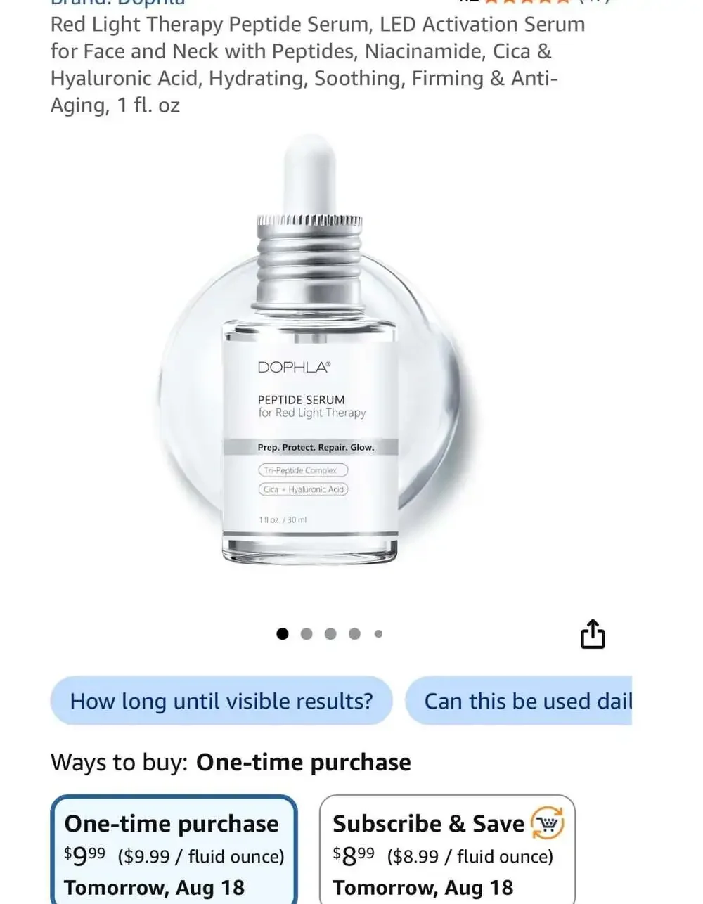Dophla Repair + Hydrate Collagen Booster Peptide Serum for Face and Neck